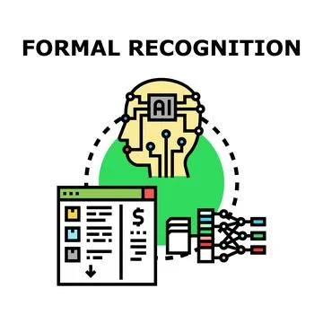 Artificial intelligence processing data for formal recognition Stock Illustration