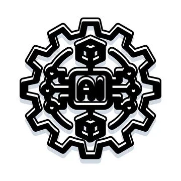 Artificial intelligence processing data in a gear system Illustrazione stock