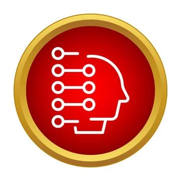 Artificial intelligence processing data in human mind icon Illustrazione stock