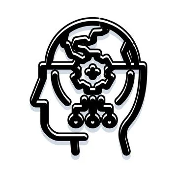 Artificial intelligence processing data in human mind Illustrazione stock