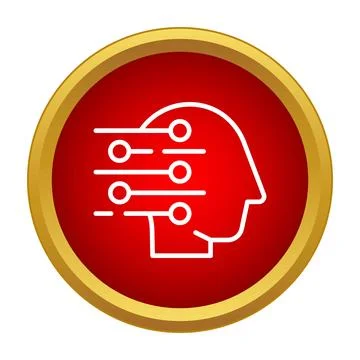 Artificial intelligence processing data in human mind icon Stockillustratie