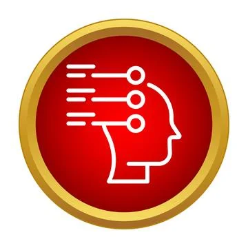 Artificial intelligence processing data in human head icon Illustrazione stock