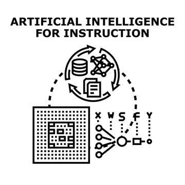 Artificial intelligence processing data for instruction concept Stock Illustration