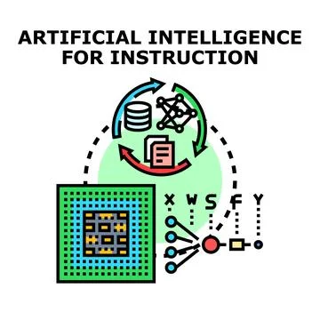 Artificial intelligence processing data for instruction concept Stock Illustration