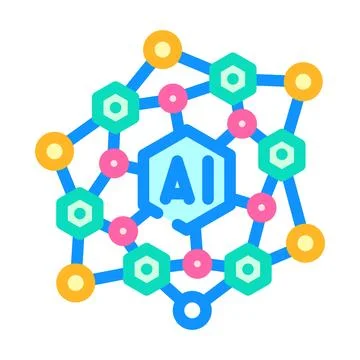 Artificial intelligence processing data in neural network concept 스톡 일러스트
