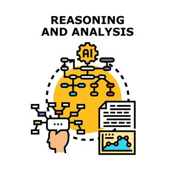 Artificial intelligence processing data for reasoning and analysis Stock Illustration