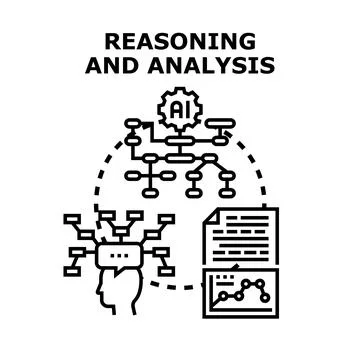 Artificial intelligence processing data for reasoning and analysis Stock Illustration