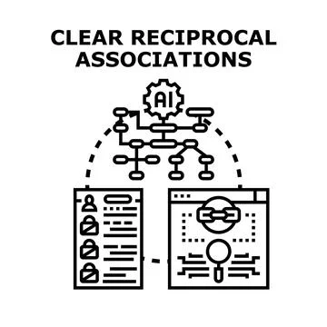Artificial intelligence processing data for reciprocal associations Stock Illustration