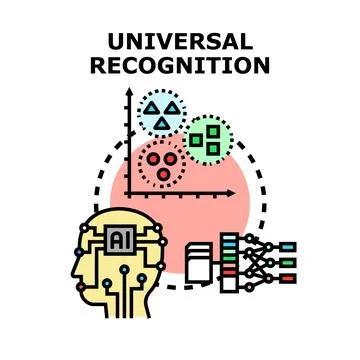 Artificial intelligence processing data for universal recognition Stock Illustration
