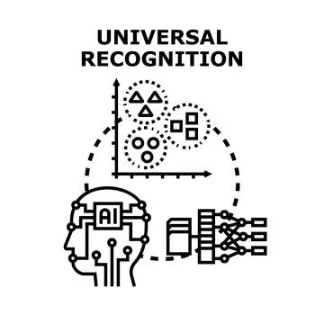 Artificial intelligence processing data for universal recognition Stock Illustration