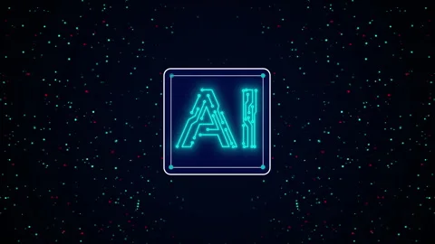 Artificial intelligence processing data within a glowing digital framework Stock Footage 346196174