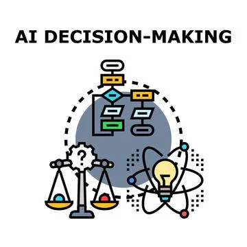 Artificial intelligence processing decisions and problem solving Stock Illustration