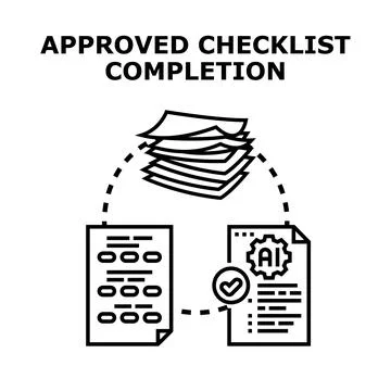 Artificial intelligence processing document approval checklist Stock Illustration