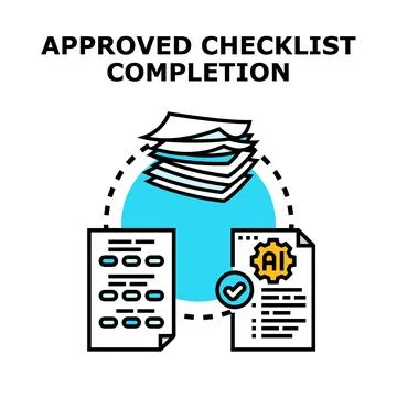 Artificial intelligence processing document approval checklist Stock Illustration