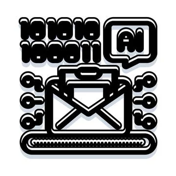 Artificial intelligence processing email automation technology icon Illustration