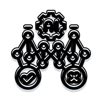 Artificial intelligence processing emotions and ethical decisions Stockillustratie