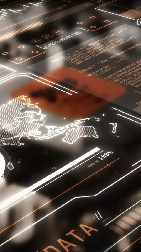 Artificial intelligence processing global data flow in futuristic digital space Stock Footage 345667238