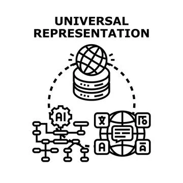 Artificial intelligence processing global data for universal communication 스톡 일러스트