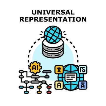Artificial intelligence processing global data for universal communication Stock Illustration