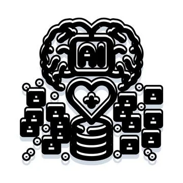 Artificial intelligence processing healthcare data for innovation Stock Illustration