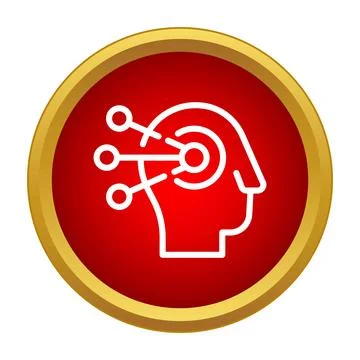 Artificial intelligence processing human brain thoughts icon Stock Illustration
