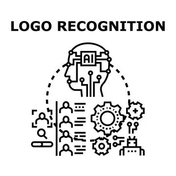 Artificial intelligence processing logo recognition vector concept 스톡 일러스트