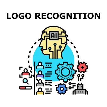 Artificial intelligence processing logo recognition vector concept Stock Illustration