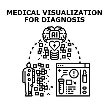 Artificial intelligence processing patient data for medical diagnosis Illustrazione stock