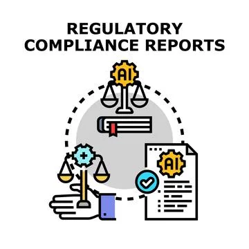 Artificial intelligence processing regulatory compliance reports and legal .. Stock Illustration