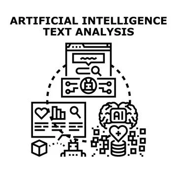 Artificial intelligence processing text data for analysis Illustrazione stock