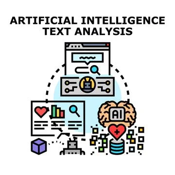 Artificial intelligence processing text data for analysis Stock Illustration