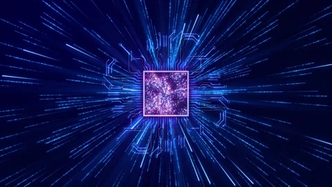 Artificial Intelligence Processor Chip Data Burst Technology Glowing AI energy b 스톡 동영상 341907807
