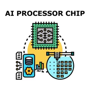 Artificial intelligence processor chip development concept Stock Illustration
