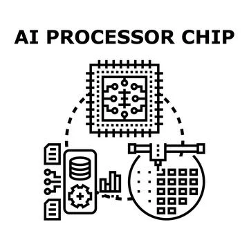 Artificial intelligence processor chip development concept 库存插图