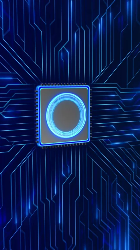 Artificial Intelligence Processor Chip with Glowing Blue Circuits 動画素材 341377034