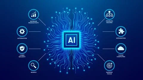 Artificial intelligence processor concept Stock Illustration