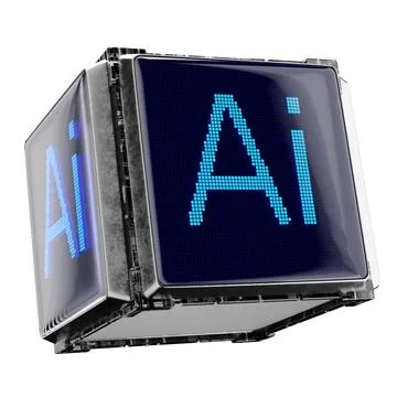 Artificial intelligence processor. Cube with the inscription AI. The concep.. 스톡 일러스트