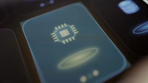 Artificial Intelligence Processor Icon on Smartphone App Stock Footage 341872575