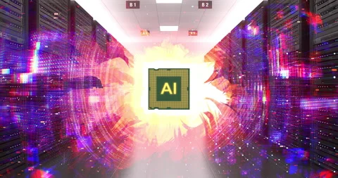 Artificial intelligence processor in a modern data center. Stock Footage 332423736