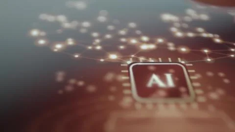 Artificial Intelligence Processor Network Visualization Stock Photos