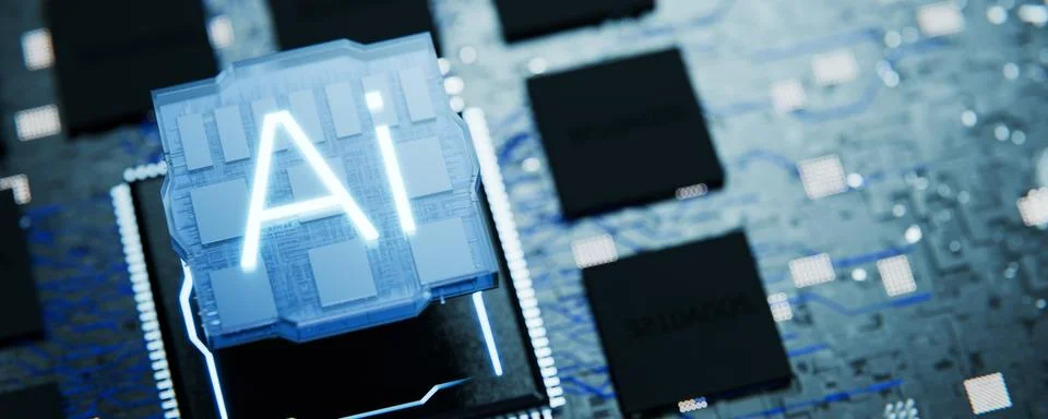 Artificial intelligence processor. Neurointerface. Education artificial int.. Stock Illustration