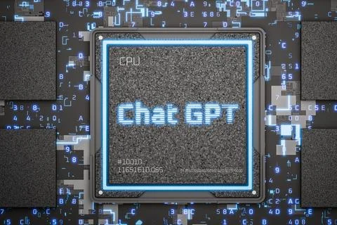 Artificial intelligence processor. New chat model with artificial intelligence. Stock Illustration