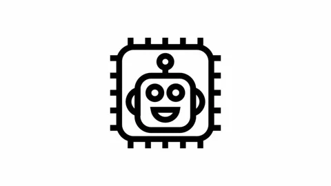 Artificial intelligence processor symbol - artificial intelligence icon Stock Footage 341274563