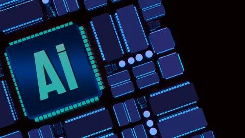 Artificial Intelligence Processor Technology 3d render. イラスト素材