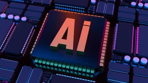 Artificial Intelligence Processor Technology 3d render. Stock Illustration