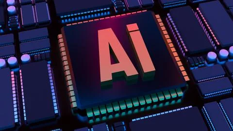 Artificial Intelligence Processor Technology 3d render. Stock Photos