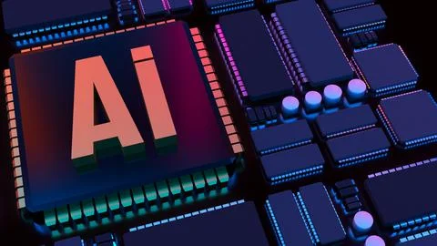 Artificial Intelligence Processor Technology 3d render. Stock Photos