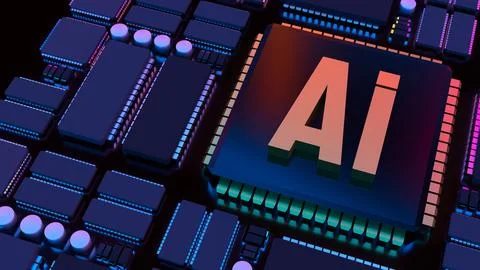 Artificial Intelligence Processor Technology 3d render. Stock Photos