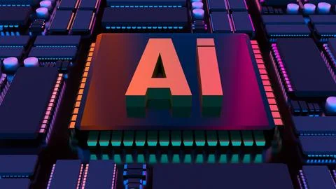 Artificial Intelligence Processor Technology 3d render. Foto stock