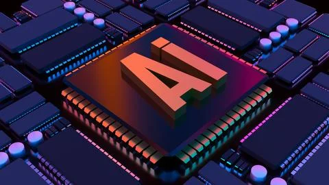 Artificial Intelligence Processor Technology 3d render. Stock Photos